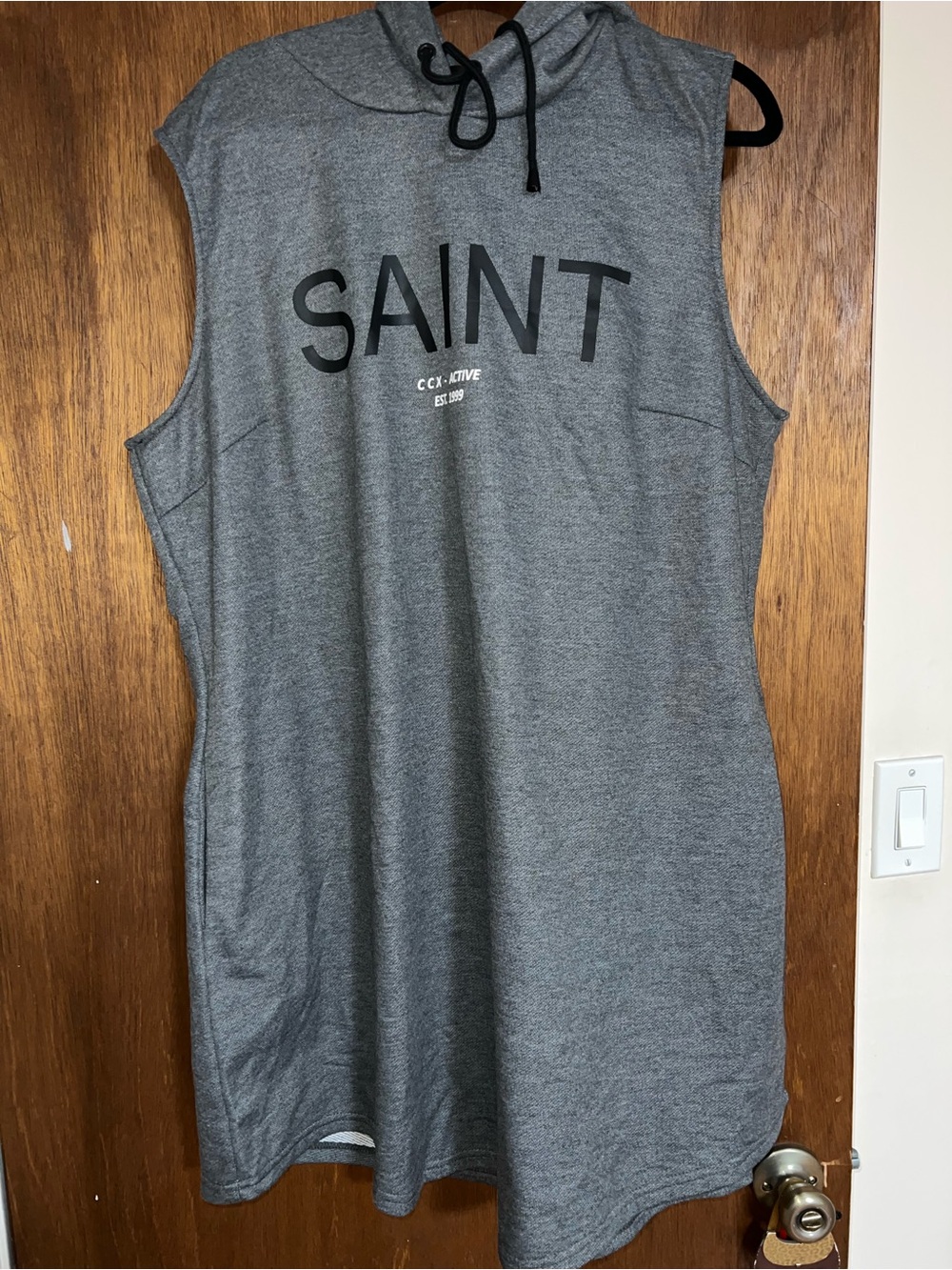 Sleeveless Hooded Midi Dress in Heather Gray